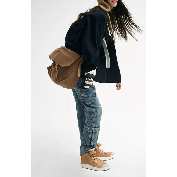 NEW FREE PEOPLE BRONZE AGE BROWN ZAHARA SUEDE MESSENGER CROSSBODY BAG PURSE - Picture 6 of 10